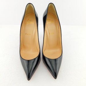 CHRISTIAN LOUBOUTIN Black Patent Leather Classic Stiletto Heel Pumps 38.5